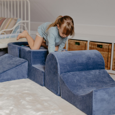 MeowBaby® Piankowy Zestaw do Zabawy Szaroniebieski + komplet 100 piłeczek: złote, ciemny róż, wrzosowe, turkus