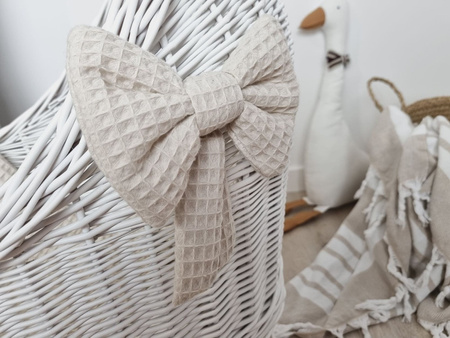 Wiklinowy wózek dla lalek wysoki biały z pościelką - drewno