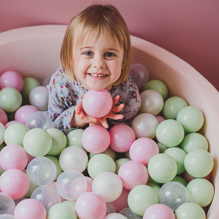 MeowBaby® Suchy Basen z Piłeczkami 200 szt Okrągły, Pudrowy Róż
