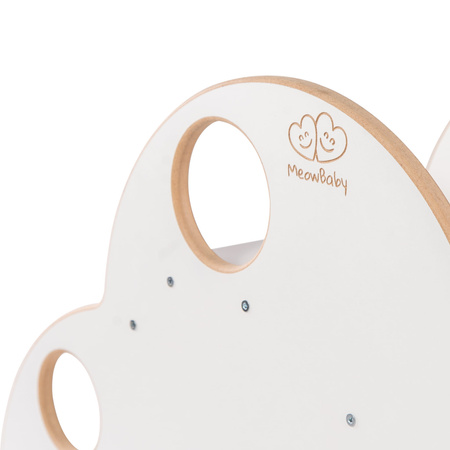 MeowBaby® Montessori drewniana zjeżdżalnia dla dzieci, Chmurka - biała