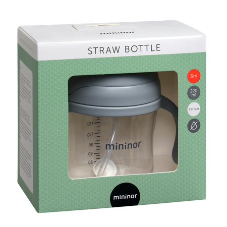 Mininor Butelkaze słomką 220 ml Grey Seal