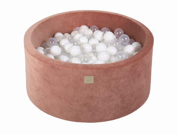Basen okrągły velvet 40cm czerwień Marsala + 300 piłek: białe, transparentne