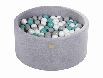 Basen okrągły velvet 40cm jasnoszary + 300 piłek: turkusowe, szare, białe