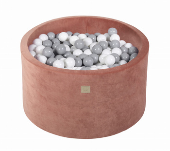 Basen okrągły velvet 40cm czerwień Marsala + 300 piłek: szare, białe