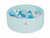 MeowBaby® Suchy Basen 90x30cm z 200 piłkami, Miętowy w Gwiazdki: białe, transparentne, niebieskie, turkusowe