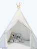 Namiot Tipi biały do zabawy dla dziecka z pomponami