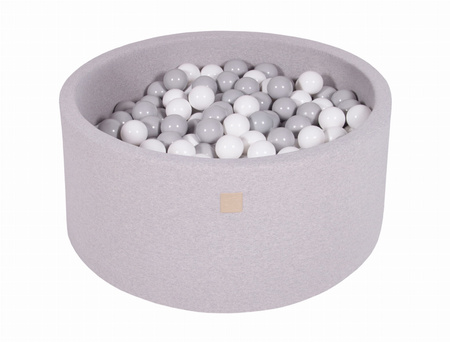 MeowBaby® Suchy Basen 90x40cm z 300 piłkami, Jasnoszary: szare, białe