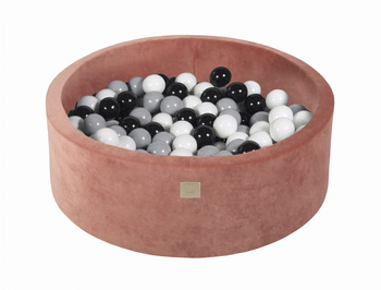 Basen okrągły velvet 30cm czerwień Marsala + 200 piłek: czarne, szare, białe