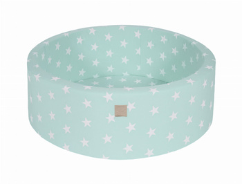 MeowBaby® Suchy Basen Okrągły bez Piłeczek - Miętowy w Gwiazdki