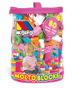 Molto - torba z klockami 80 szt różowe