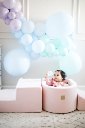 MeowBaby® Piankowy Zestaw do Zabawy z Basenem + 100 piłeczek do wyboru, Jasnoróżowy