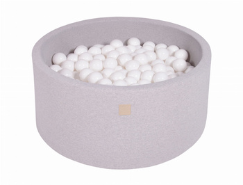MeowBaby® Suchy Basen 90x40cm z 300 piłkami, Jasnoszary: białe
