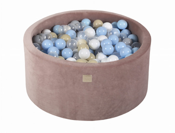 Basen okrągły velvet 40cm beżowy + 300 piłek: baby blue, białe, transparentne, beżowe