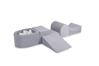 MeowBaby® Piankowy Zestaw do Zabawy Jasnoszary + komplet 100 piłeczek: białe