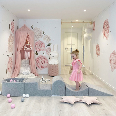 MeowBaby® Piankowy Zestaw do Zabawy z Basenem + 100 piłek do wyboru, Jasnoszary