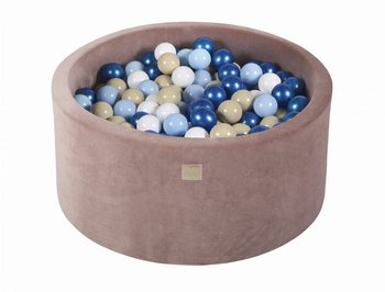 Basen okrągły velvet 40cm beżowy + 300 piłek: niebieska perła, beżowe, białe, baby blue