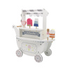 Drewniana lodziarnia na kółkach z akcesoriami, kolor biały