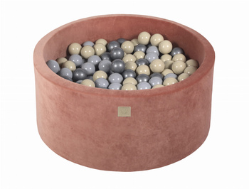 Basen okrągły velvet 40cm czerwień Marsala + 300 piłek: beżowy, szary, srebrny
