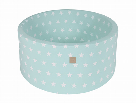 MeowBaby® Suchy Basen Okrągły bez Piłeczek - Miętowy w Gwiazdki