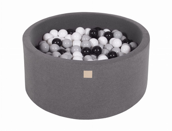 MeowBaby® Suchy Basen 90x40cm z 300 piłkami, Ciemnoszary: szare, białe, czarne