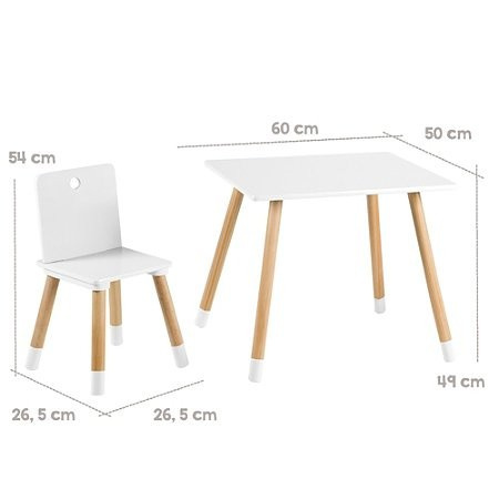 roba zestaw dla dzieci stolik+ dwa krzesła biało/naturalny