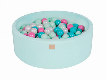 MeowBaby® Suchy Basen 90x30cm z 200 piłkami, Miętowy: biała perła, turkusowe, jasny róż, miętowe