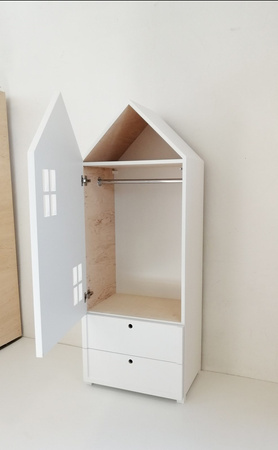 szafa garderoba mała z szufladami i drzwiami z okienkami