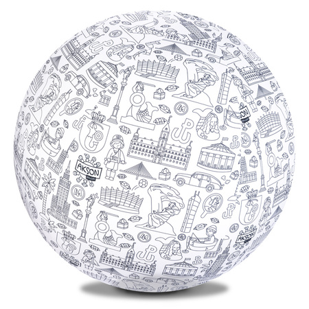 Piłka Balonowa do kolorowania XXL Akson seria miasta: WARSZAWA