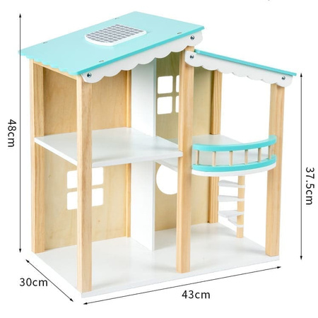 Drewniany Domek dla lalek z zestawem mebli
