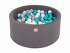 MeowBaby® Suchy Basen 90x40cm z 300 piłkami, Ciemnoszary: turkusowe, szare, białe