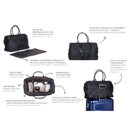 Childhome Torba Mommy Bag Pikowana Czarna