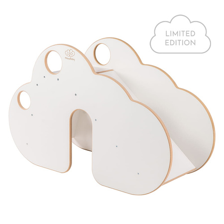 MeowBaby® Montessori drewniana zjeżdżalnia dla dzieci, Chmurka - biała