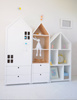 Zestaw solidnych mebli dziecięcych w kształcie domków z drewna, Miasto big trio