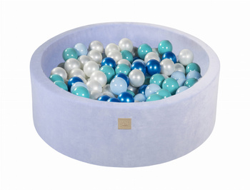 Basen okrągły velvet 30cm baby blue + 200 piłek: niebieska perła, baby blue, biała perła, turkusowe