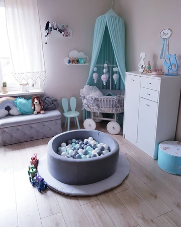 MeowBaby® Suchy Basen z Piłeczkami 200 szt Okrągły, Ciemnoszary