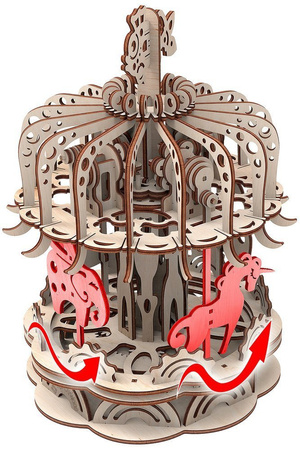 Mr.Playwood Drewniane Puzzle 3D - Karuzela XL