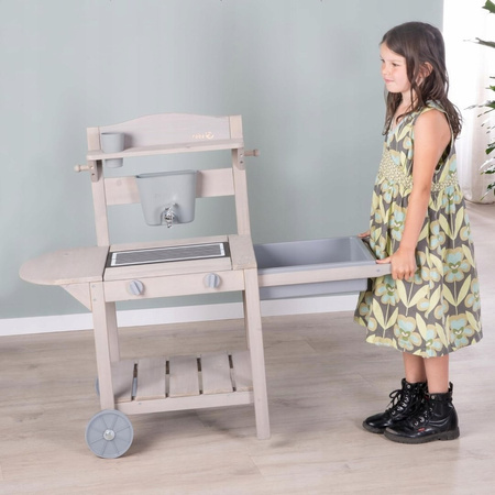 roba drewniana kuchnia ogrodowa szara