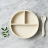 Kremowy zestaw jedzeniowy, talerz + łyżka JackOJuno