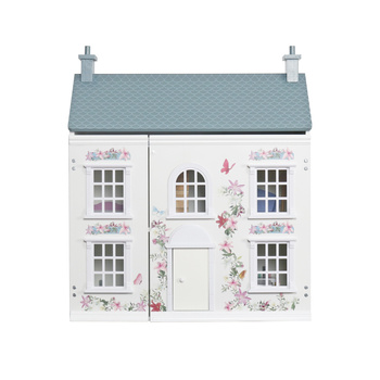 Drewniany Domek dla lalek z zestawem mebli