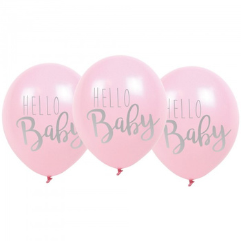Balony różowe Hello Baby - zestaw 6 szt
