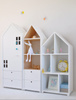 Zestaw solidnych mebli dziecięcych w kształcie domków z drewna, Miasto big trio