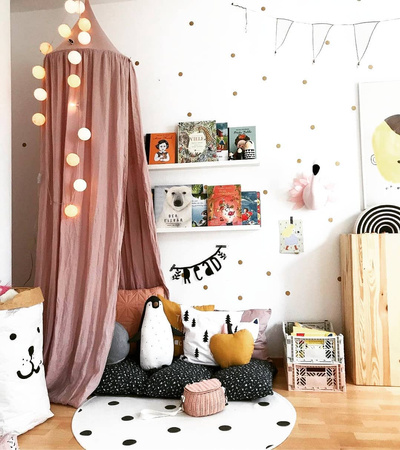 Baldachim z lnu brudny róż