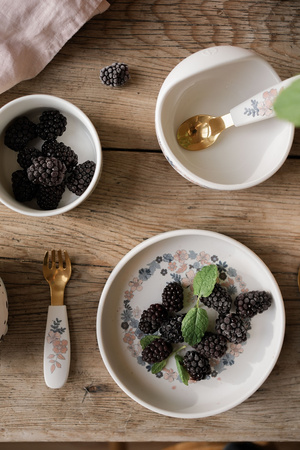 Elodie Details - Zestaw silikonowy - talerzyk i sztućce - Blue Garden