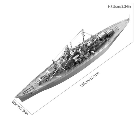 Piececool Puzzle Metalowe Model 3D - Statek Bojowy Bismarck
