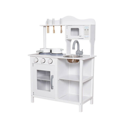 Drewniana kuchnia z akcesoriami dla dziecka, kolor biały