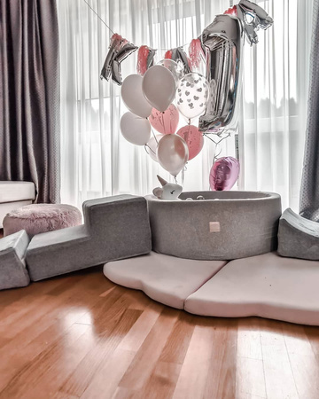 MeowBaby® Piankowy Zestaw do Zabawy z Basenem + 100 piłek do wyboru, Jasnoszary