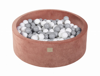 Basen okrągły velvet 30cm czerwień Marsala + 200 piłek: szare, białe