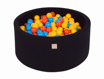 MeowBaby® Suchy Basen 90x40cm z 300 piłkami, Czarny: żółte, pomarańczowe, niebieskie