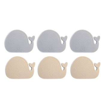 Filibabba Mini maty silikonowe do kąpieli 6 szt. Whales Blue Mix