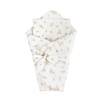 Rożek niemowlęcy 75x75 kołderka i poduszka 2w1 Brązowe listki